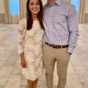 Vince Camuto Scalloped Lace Lined Shift Dress